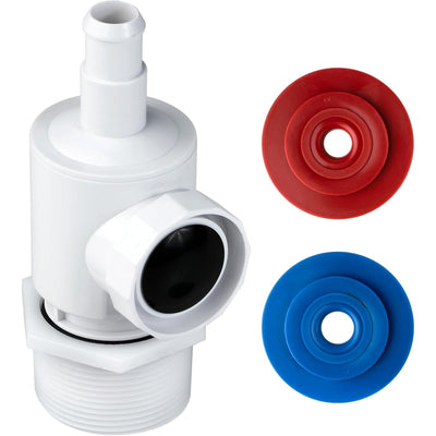 9-100-9001 pool cleaner UWF connector replacement part with red and blue restrictor discs.