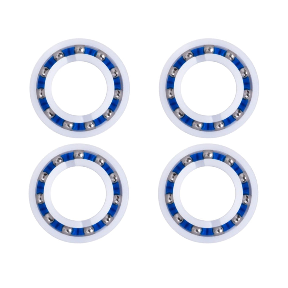 Set of four R0527000 replacement wheel bearings for Zodiac MX8 and MX6 pool cleaners.