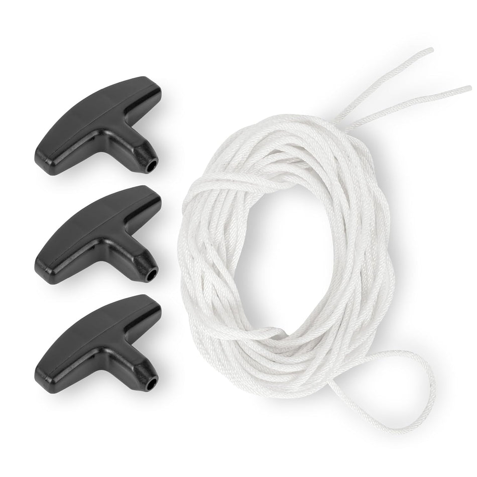 3.5mm recoil starter rope coil with three black pull handles for chainsaws and lawn mowers.