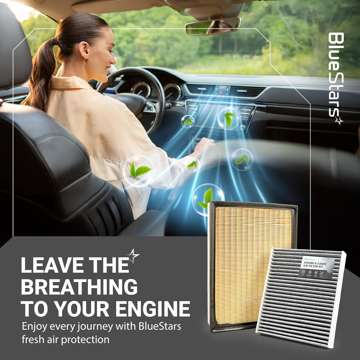 Engine & Cabin Air Filter Combo for Toyota 4Runner Lexus GX460 shown with vehicle airflow graphic and two filters