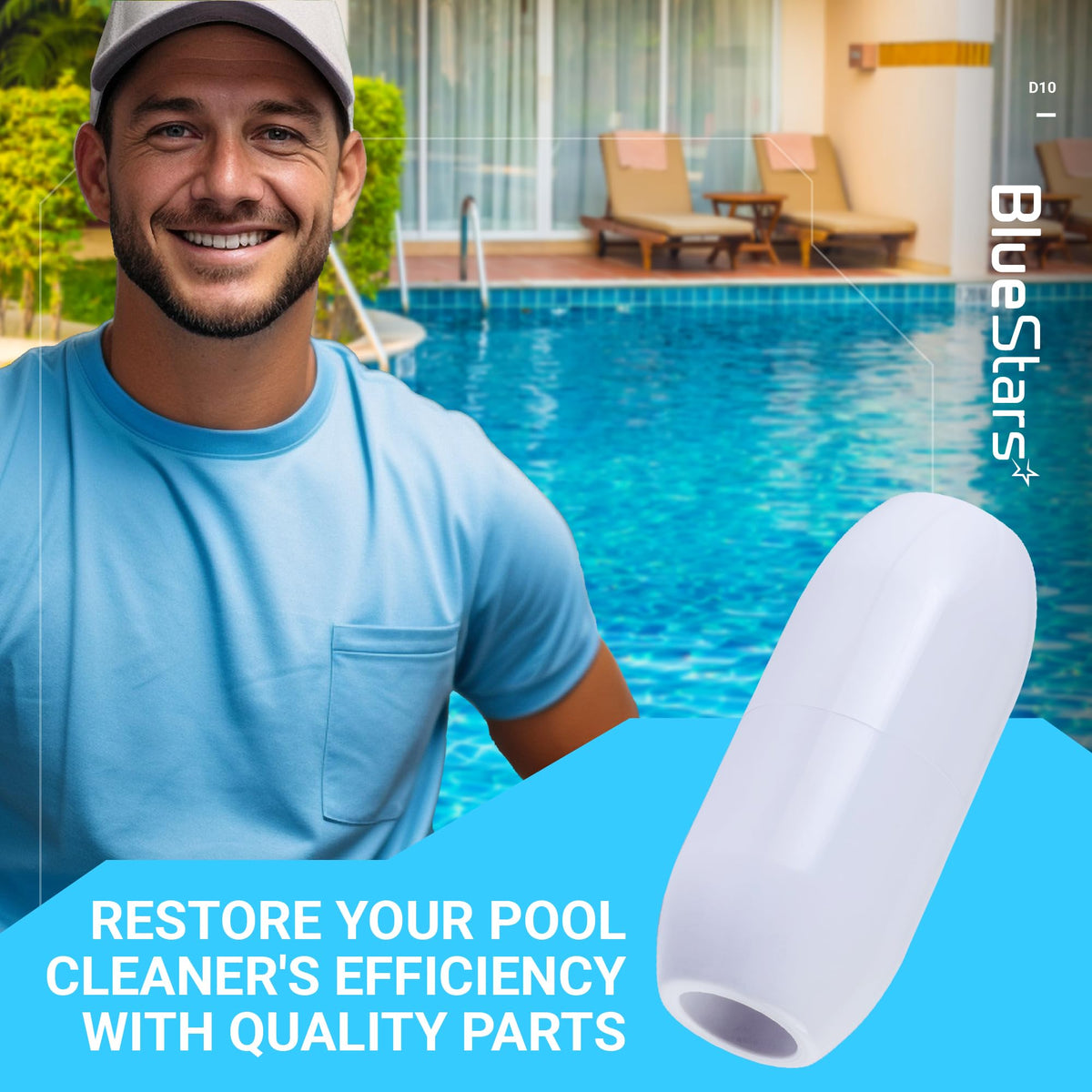 Single D10 pool cleaner feed hose float replacement part for Zodiac Polaris cleaners.