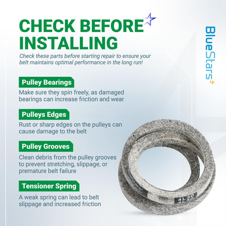 4L-300 drive belt installation guide for McLane edgers showing maintenance tips for pulleys and tensioners.