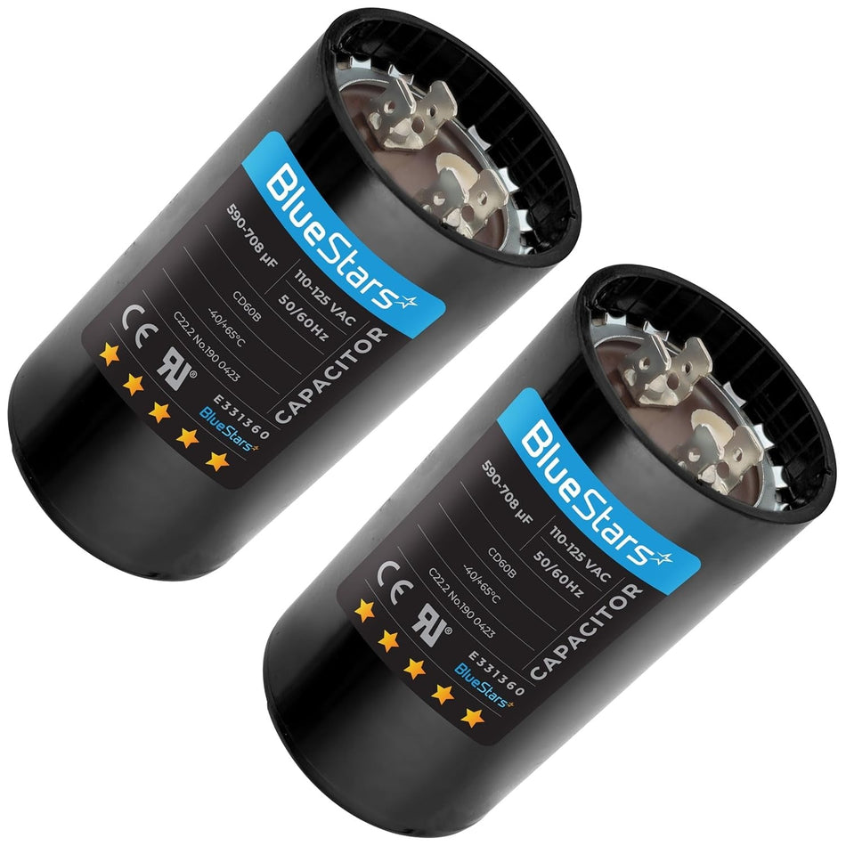 590-708 mfd uF 110-125VAC ±20% Volts Round Motor Start Capacitor