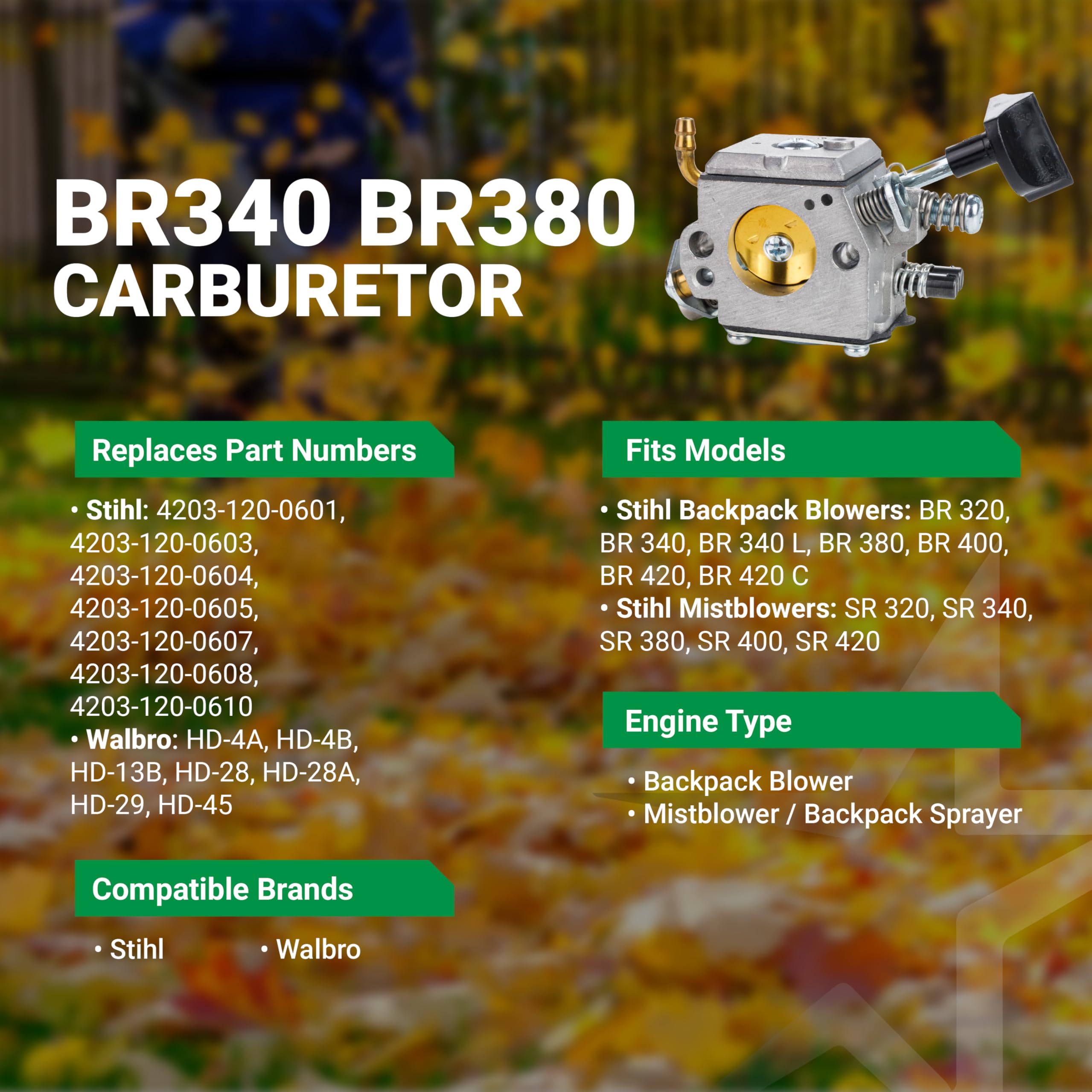 BR420 BR340 Carburetor Kit - Compatible with Stihl BR340 BR380