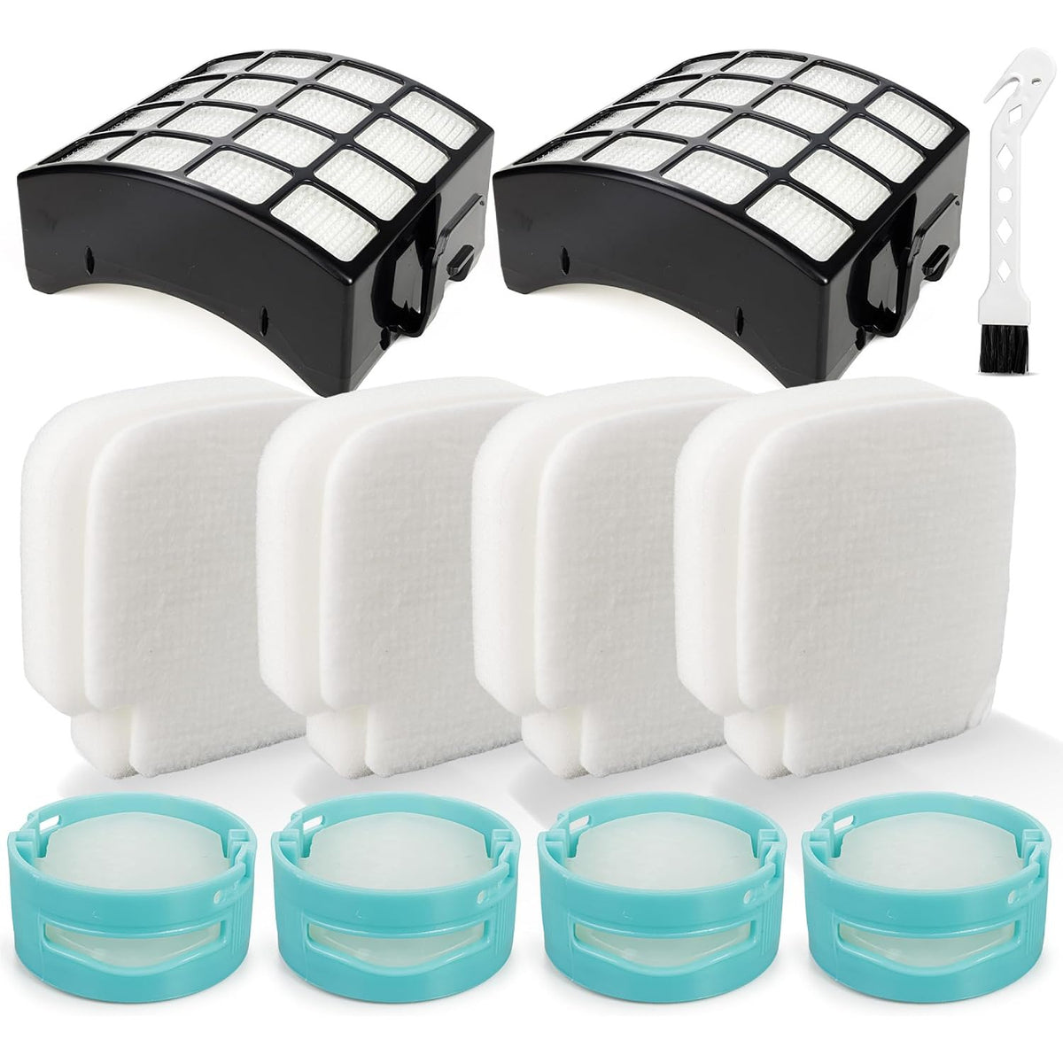 AZ3002 AZ3000 filter replacement set with two black filters, four white filters, four blue filters, and cleaning brush