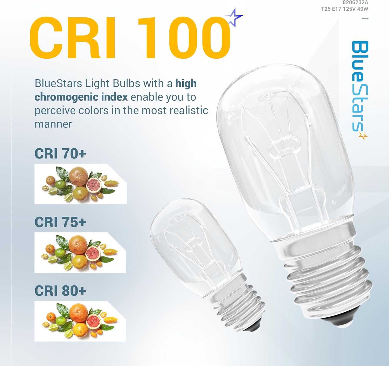 3-Pack 8206232A Microwave Light Bulb 40W 125V E17