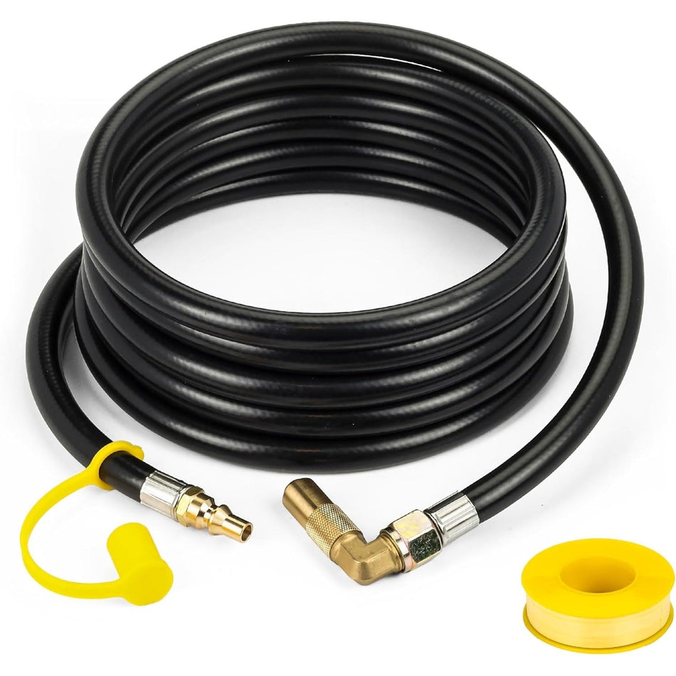 12FT RV Quick Connect Propane Hose with Elbow Adapter For RV to Grill – Low Pressure Quick Connect Hose For 17" & 22" Blackstone Grills/Griddles