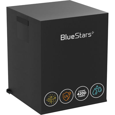 Black waterproof and windproof 24x24x30 inch outdoor central air conditioner cover with 420D fabric protection.