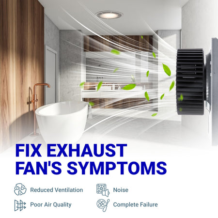 S97015157 bathroom exhaust fan motor assembly shown in a modern bathroom to illustrate ventilation repair symptoms.