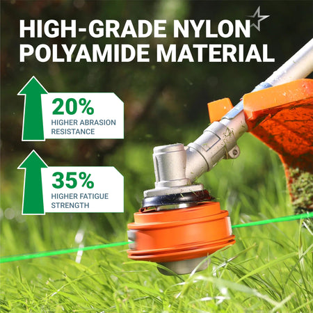 FSA 56 replacement spool installed on a Stihl string trimmer showing high-grade nylon material durability benefits.