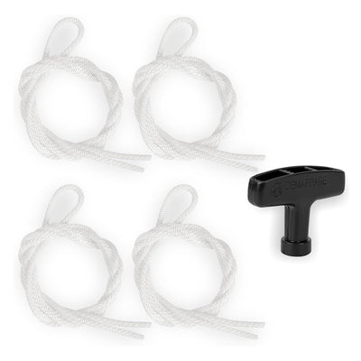 Set of four white recoil starter ropes and one black starter handle for Honda GX390 generators.