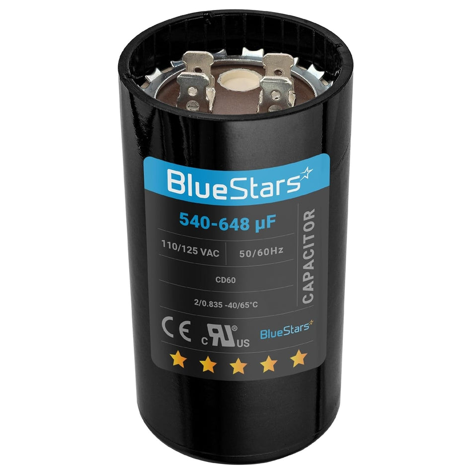 540-648 uF/MFD 110-125 VAC Round Start Capacitor