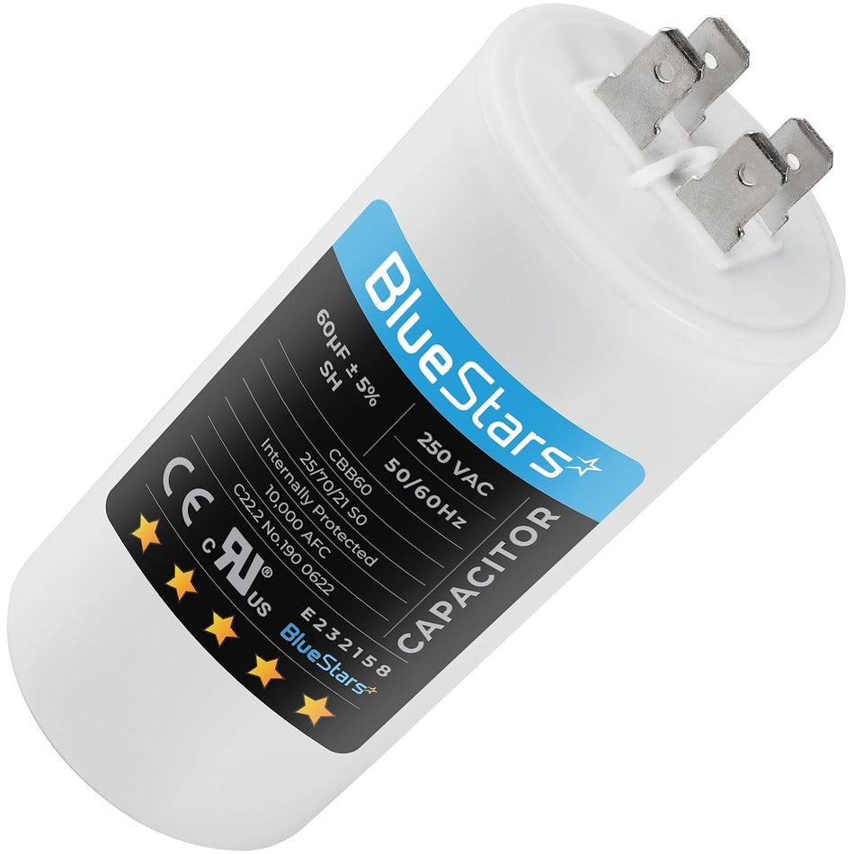 CBB60 60 uF/MFD/Microfarad 250 VAC Volts 50Hz/60Hz Run Capacitor