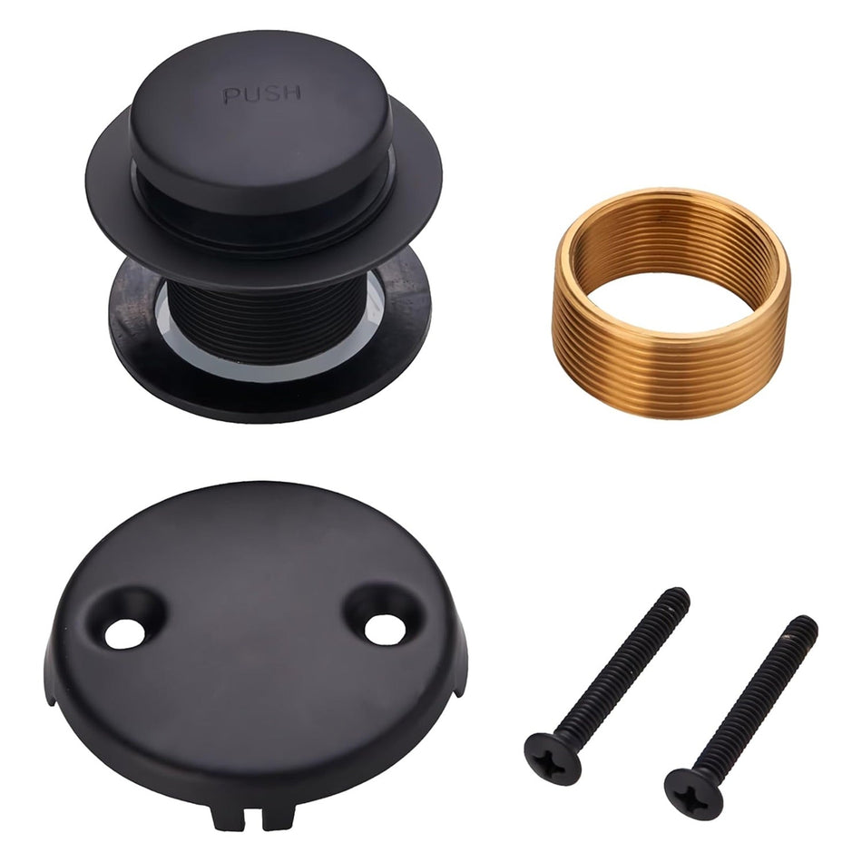 Tip-Toe Tub Trim Kit Set with Two-Hole Matte Black