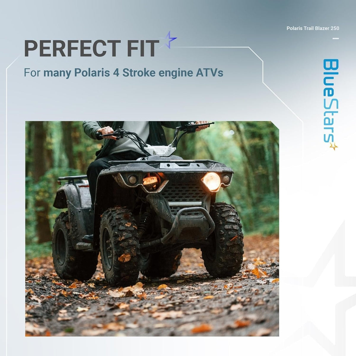 Polaris Trail Blazer 250 ATV in a forest setting for 3130383 carburetor kit compatibility.