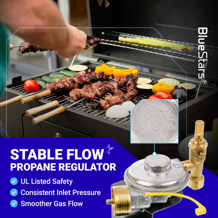 Weber 64866 gas grill control valve regulator for Q1000 and Q1200 series grills with UL listed safety certification.