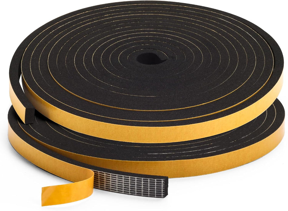 Adhesive Door & Window Foam Tape 1/2"W x 1/4" T 33ft
