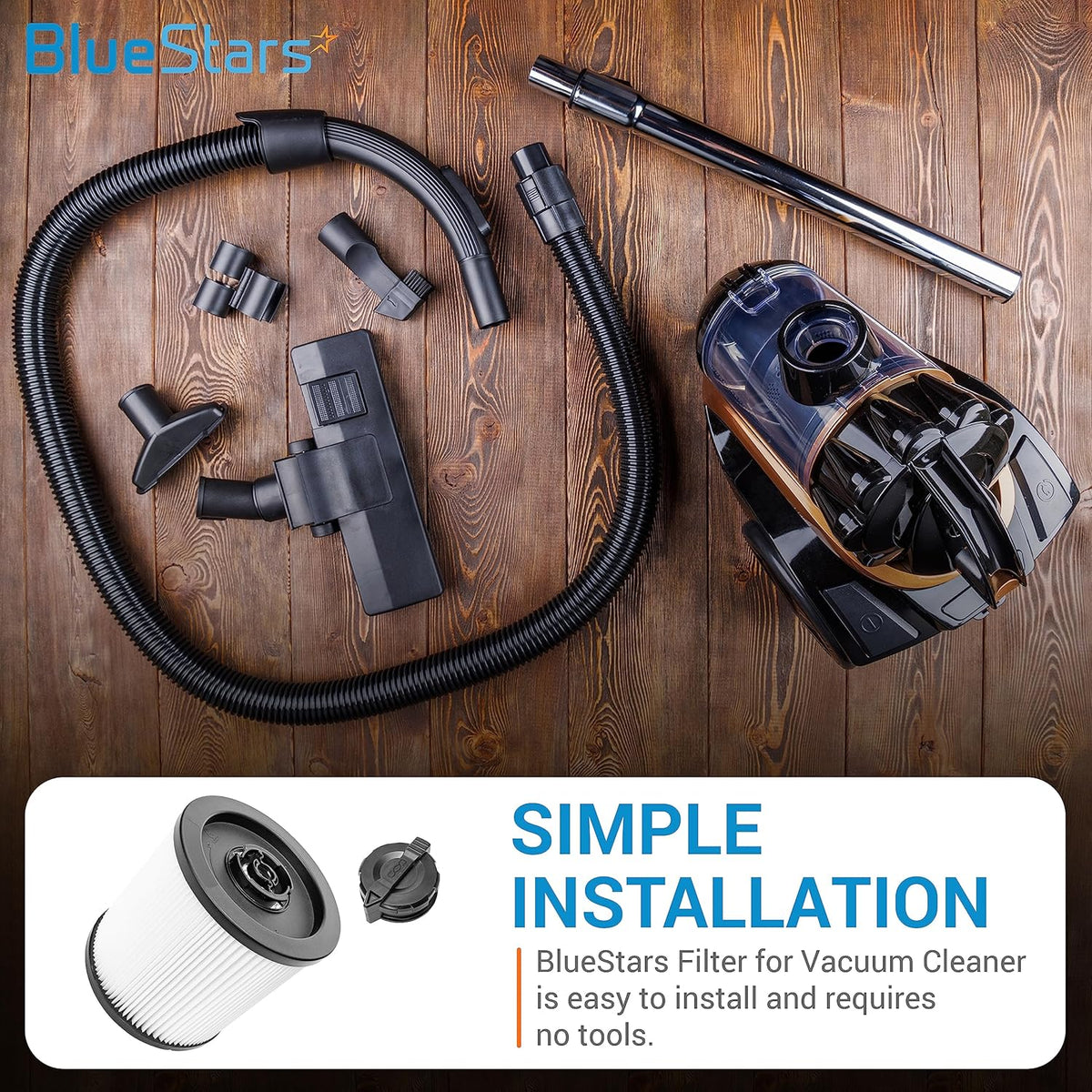 DXVC6910 cartridge filter replacement for DEWALT wet dry vacuum cleaners with installation guide graphic.