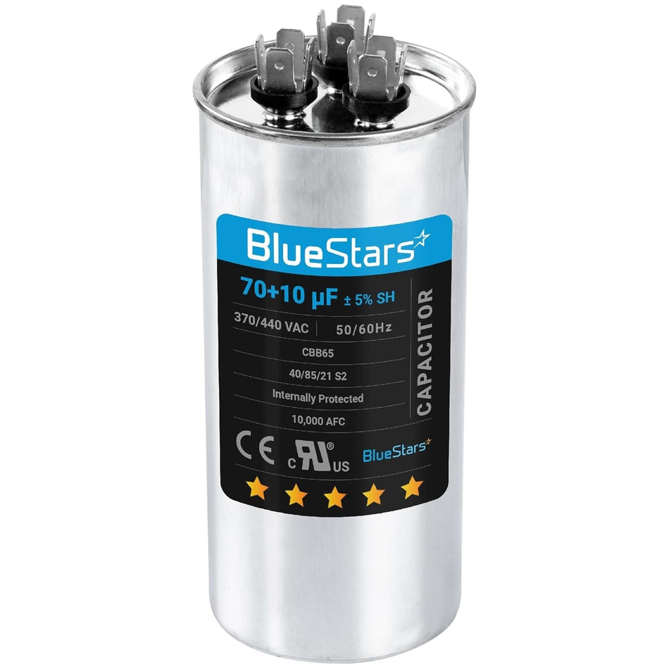 70+10 uF ±5% 70/10 MFD 370/440 VAC Dual Run Start Round Capacitor 50/60Hz