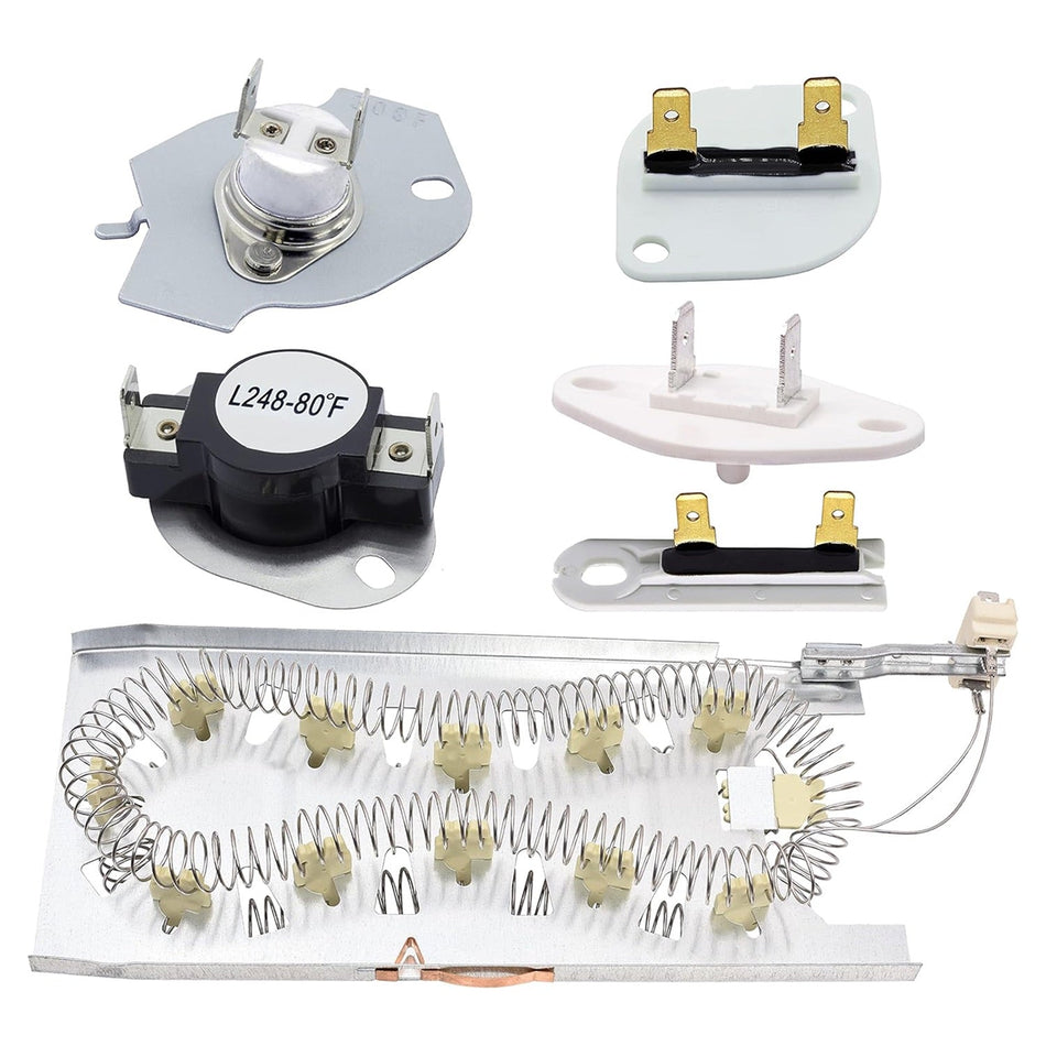 Dryer Heating Element Kit Whirlpool Kenmore Dryers with Thermal Fuse Thermal Cut Off Kit, Thermistor