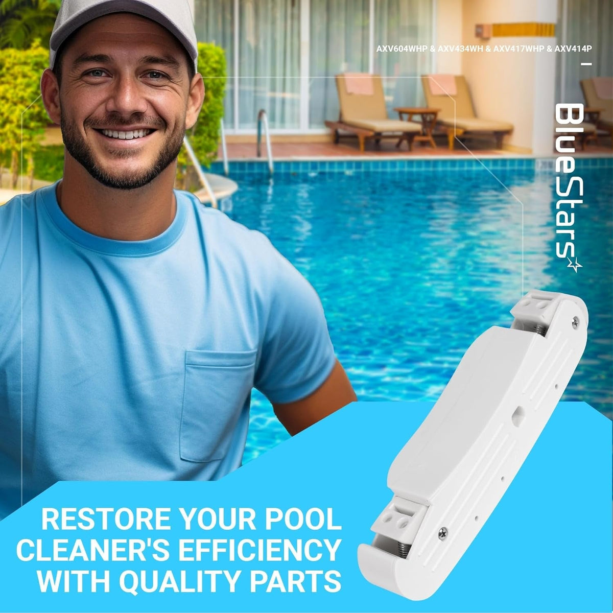 White AXV417WHP pod swing replacement part for Hayward Navigator and Pool Vac Ultra cleaners.