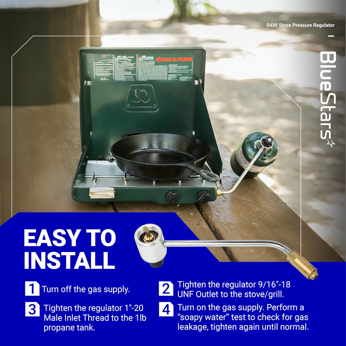 5430 gas stove pressure regulator replacement installation guide for Coleman propane stoves with step-by-step instructions.