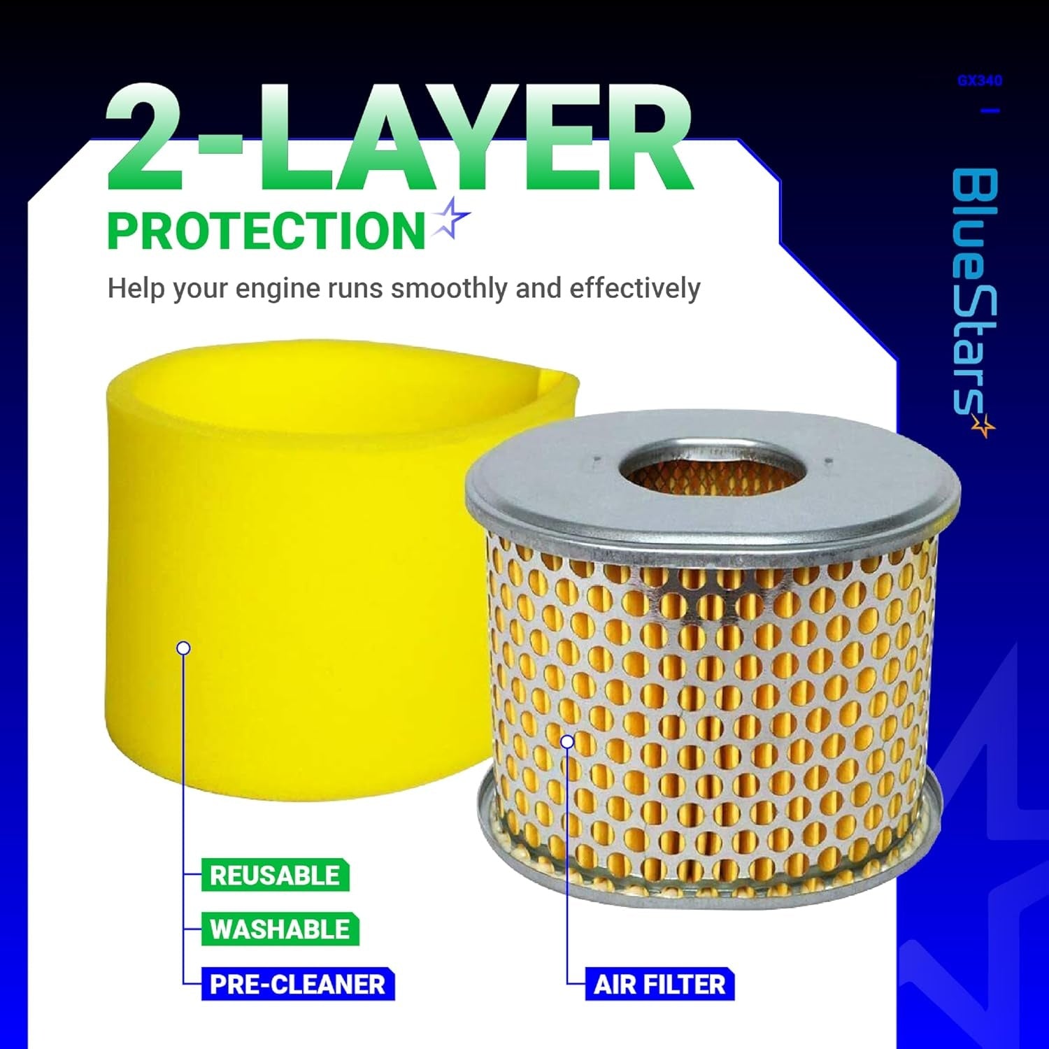 ☆ハリウッドエアー☆ Honda GX390 GX340 Air Filter Replacement | AFZE30