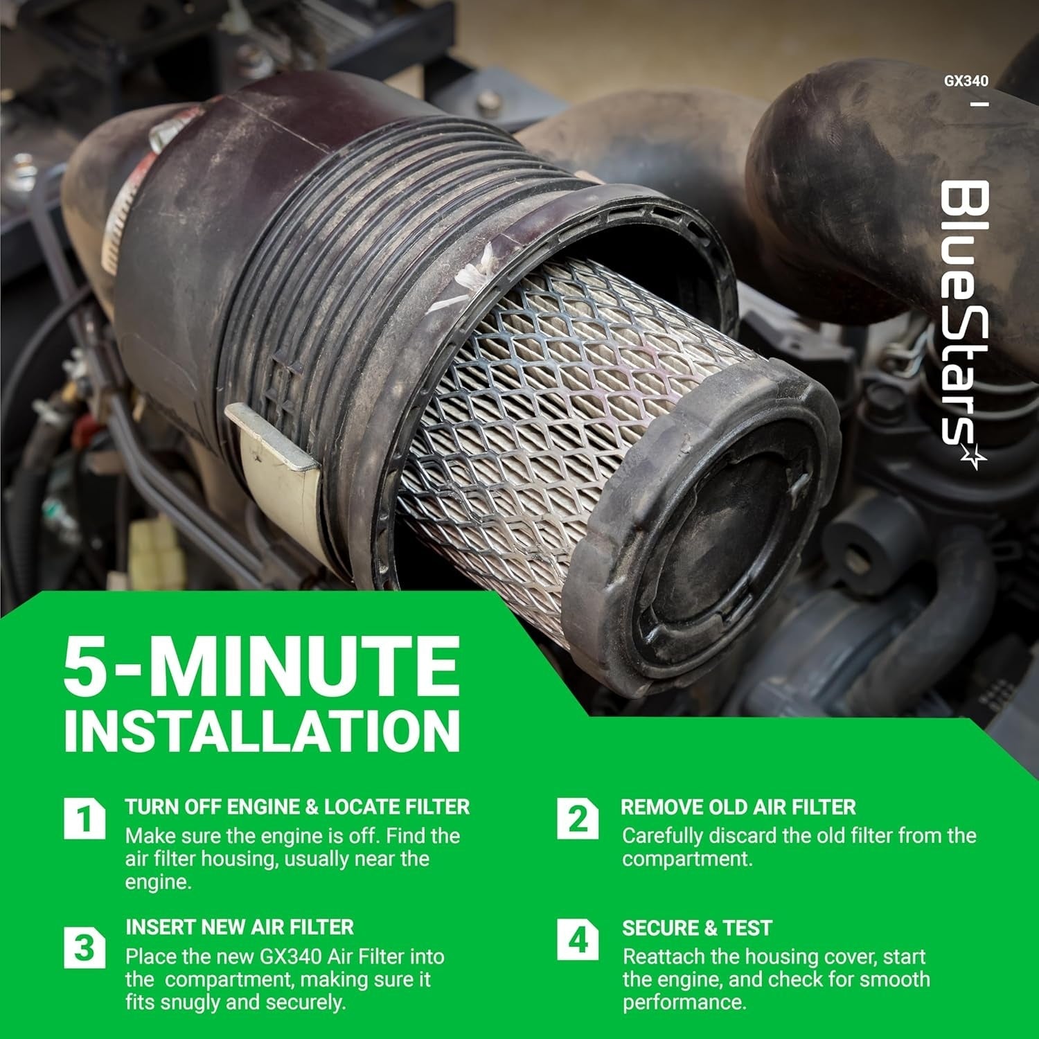 ☆ハリウッドエアー☆ Honda GX390 GX340 Air Filter Replacement | AFZE30