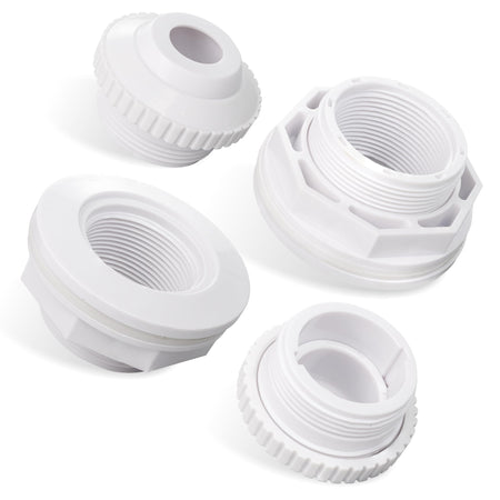 Set of two SP1023 pool return fittings and SP1419D directional flow eyeball jets for above ground pools.