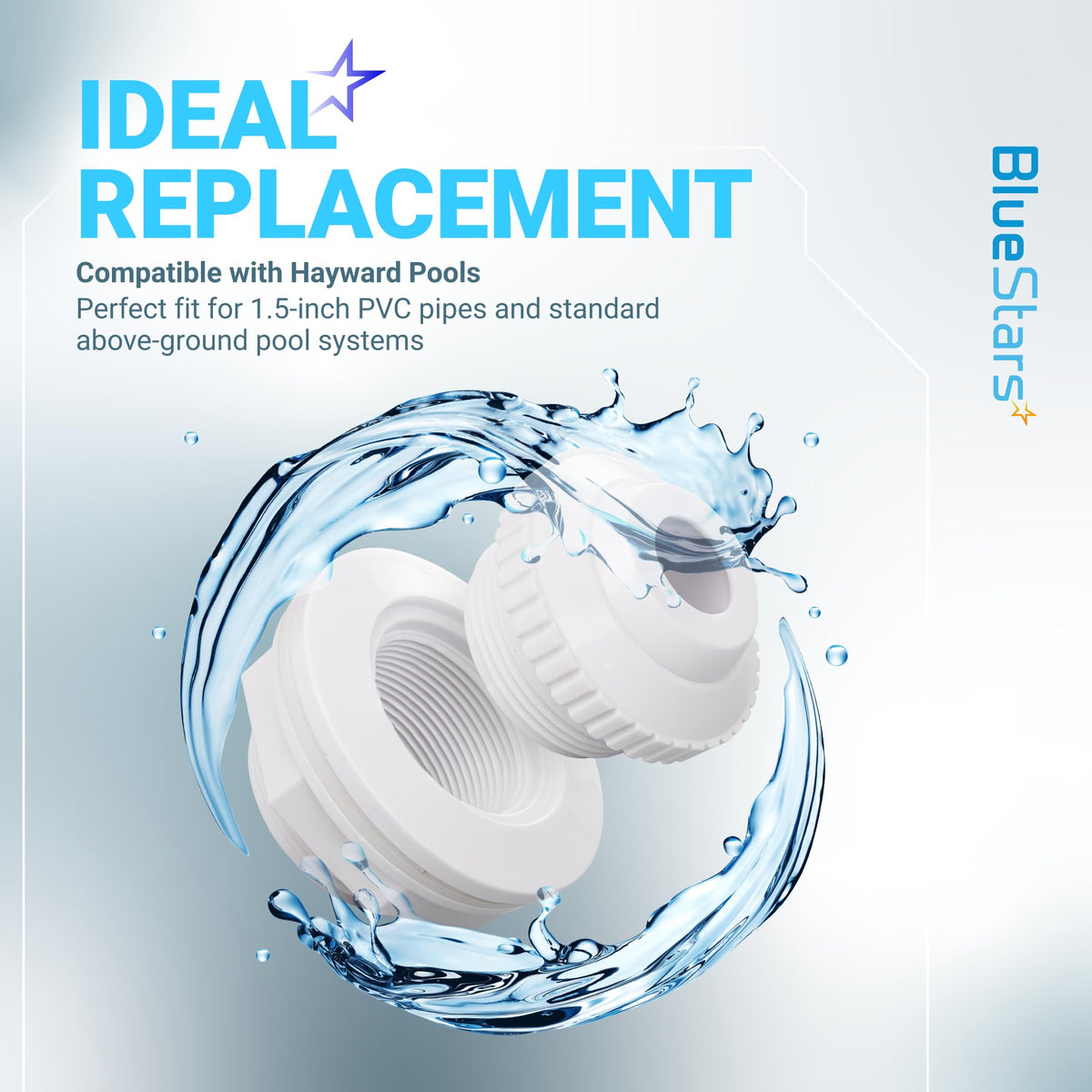 SP1023 pool inlet return fitting and SP1419D directional eyeball jet for Hayward above ground pools.
