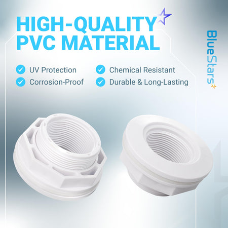 Two SP1023 pool inlet return fitting bodies made of durable, chemical-resistant PVC material.
