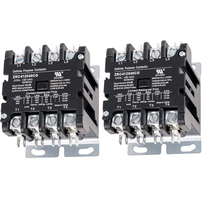 Two 40 Amp 4-pole definite purpose contactors with 120 VAC coils.