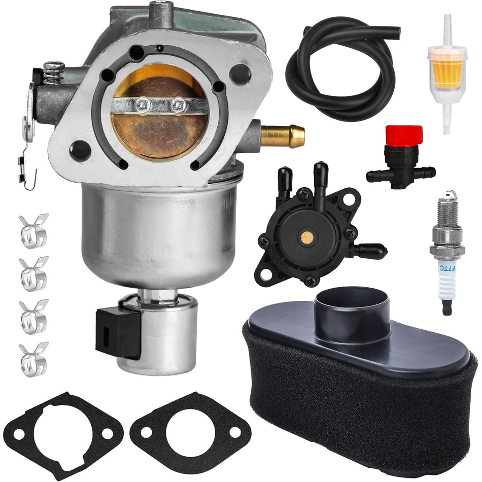 15004-0985 Carburetor Kit - Compatible with Kawasaki FR691V FS691V Engine - 15004-0829 Carb w/Air Filter, Fuel Filter, Fuel Pump, Spark Plug, Manual Valve, Gaskets