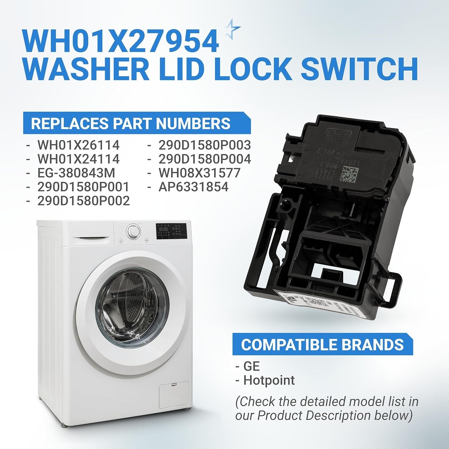 WH01X27954 Washer Lid Lock Switch - Genuine OEM Part