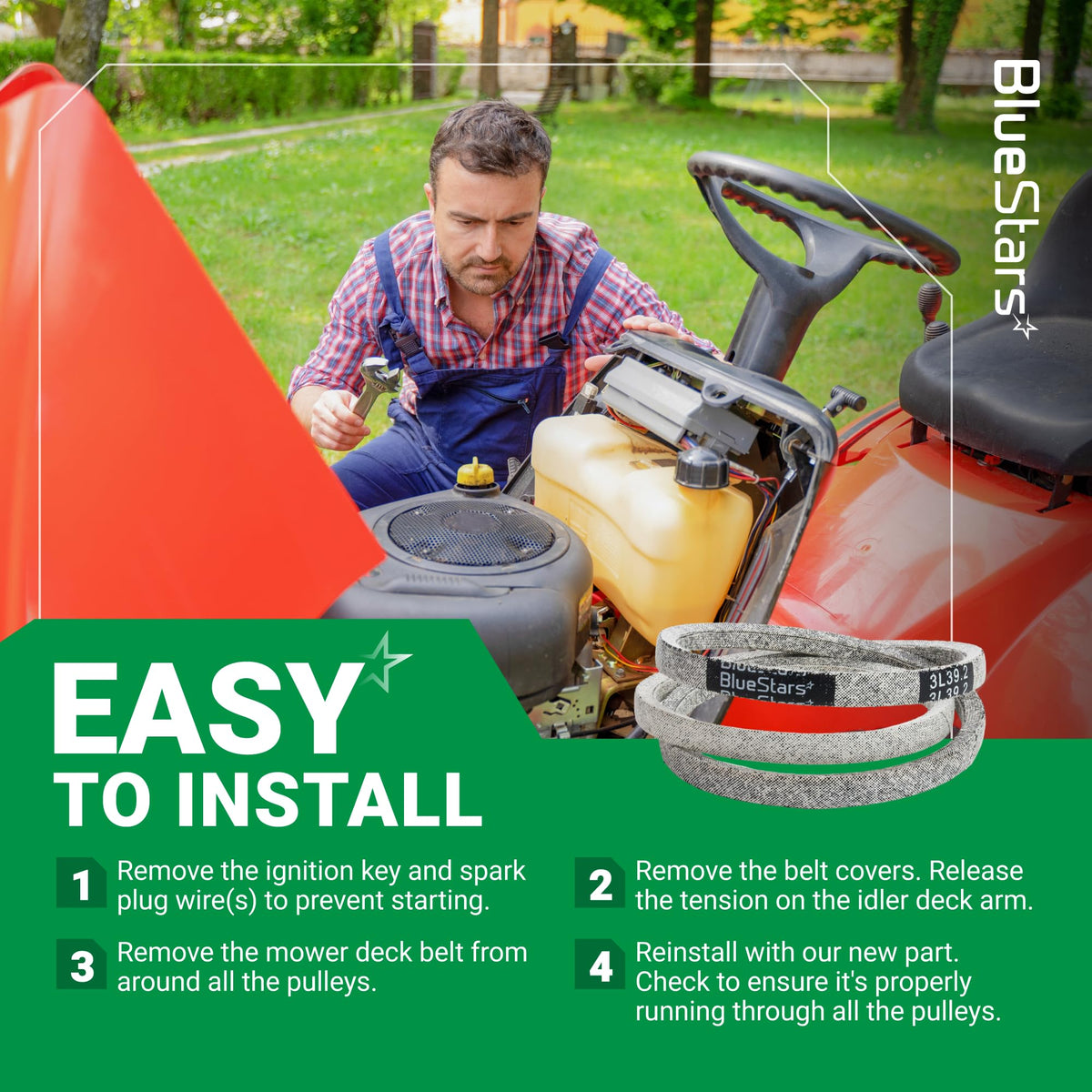 Installation guide for 22431-VR8-N03 drive belt on Honda HRN216 series lawn mowers.