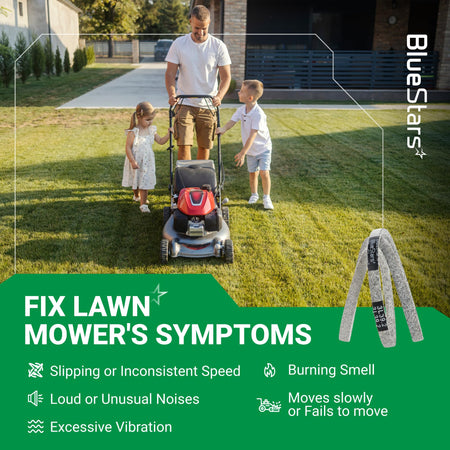 BlueStars 22431-VR8-N03 drive belt for Honda HRN216 lawn mowers showing symptoms of a worn belt.