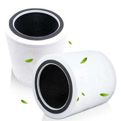 Two cylindrical H13 HEPA replacement filters for Levoit Core 400S air purifiers with activated carbon.