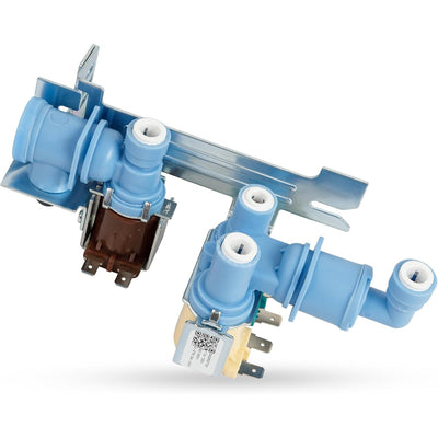 242252702 dual solenoid water inlet valve for Frigidaire, Kenmore, and Electrolux refrigerators.