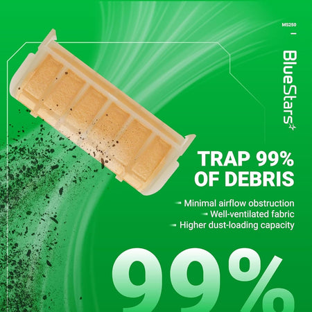 Replacement air filter for Stihl MS250 chainsaw, designed to trap 99% of debris for improved airflow.