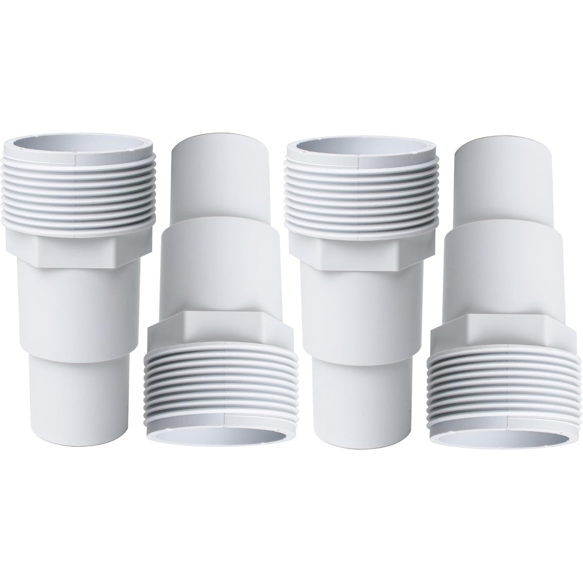 Set of four white universal pool hose adapters for SPX1091Z7 and SPX1091Z4 replacement.