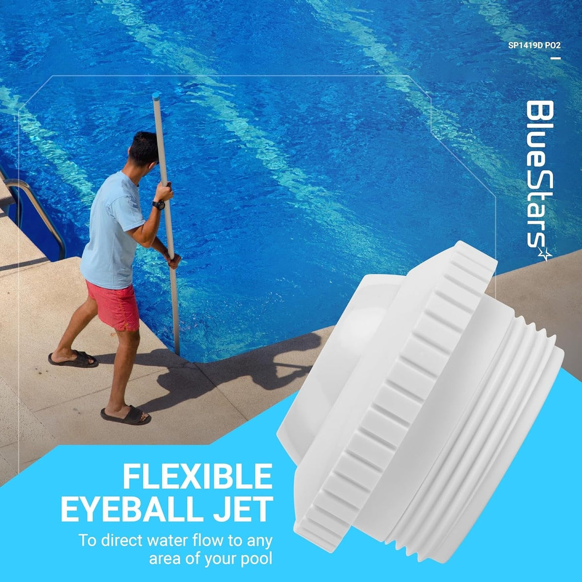 Close-up of SP1419D directional flow hydrostream return jet with adjustable eyeball for pool water direction.