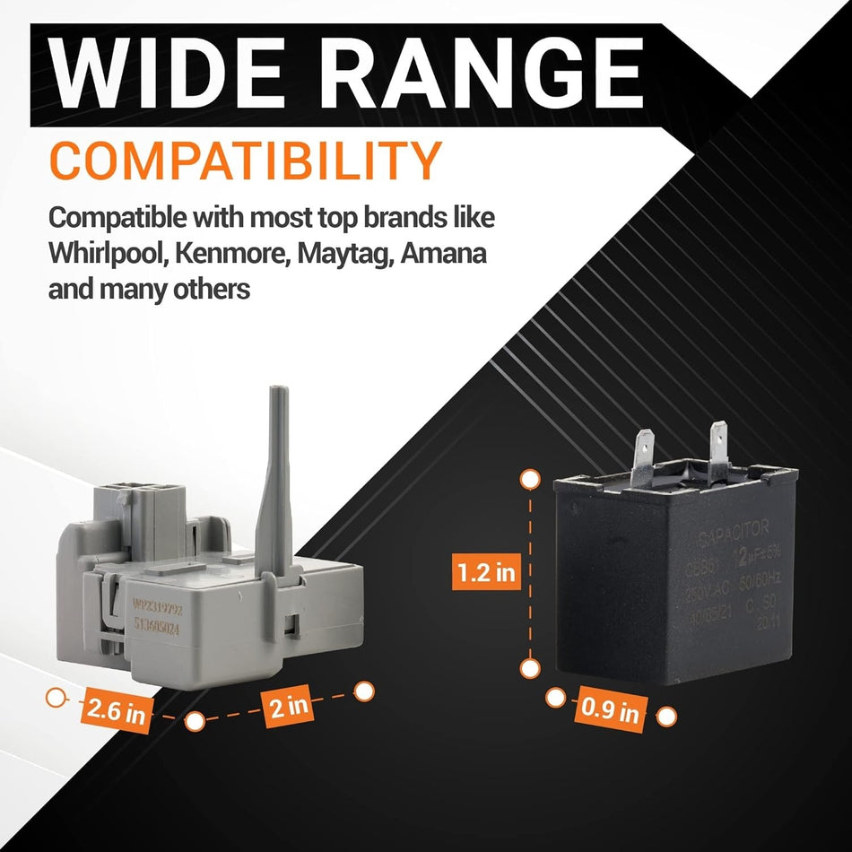 W10189190 TSD2 Refrigerator Relay and Overload Combination W10662129 2264017 Capacitor