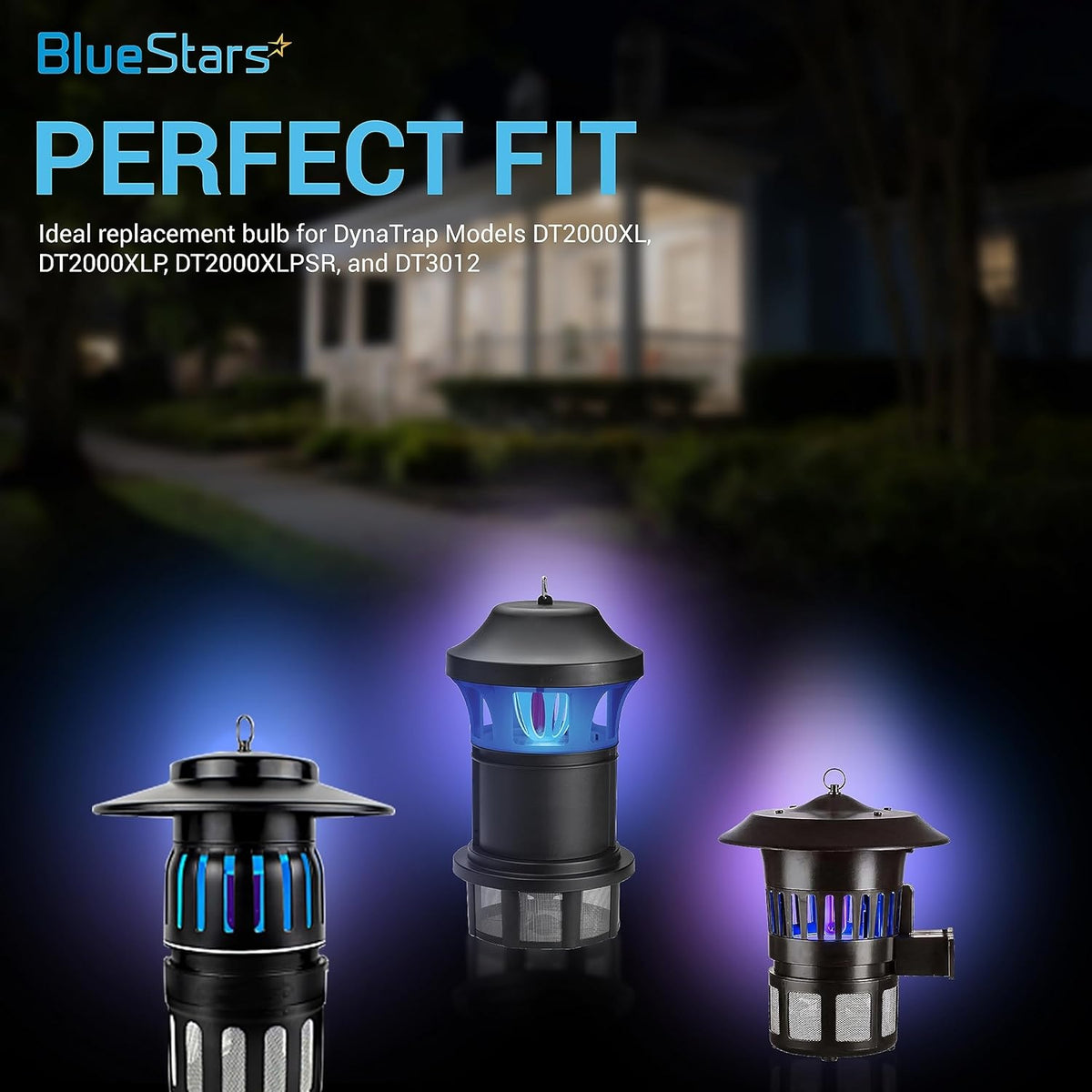 Three DynaTrap insect trap models compatible with 6-watt 32050 4-pin replacement bulbs.