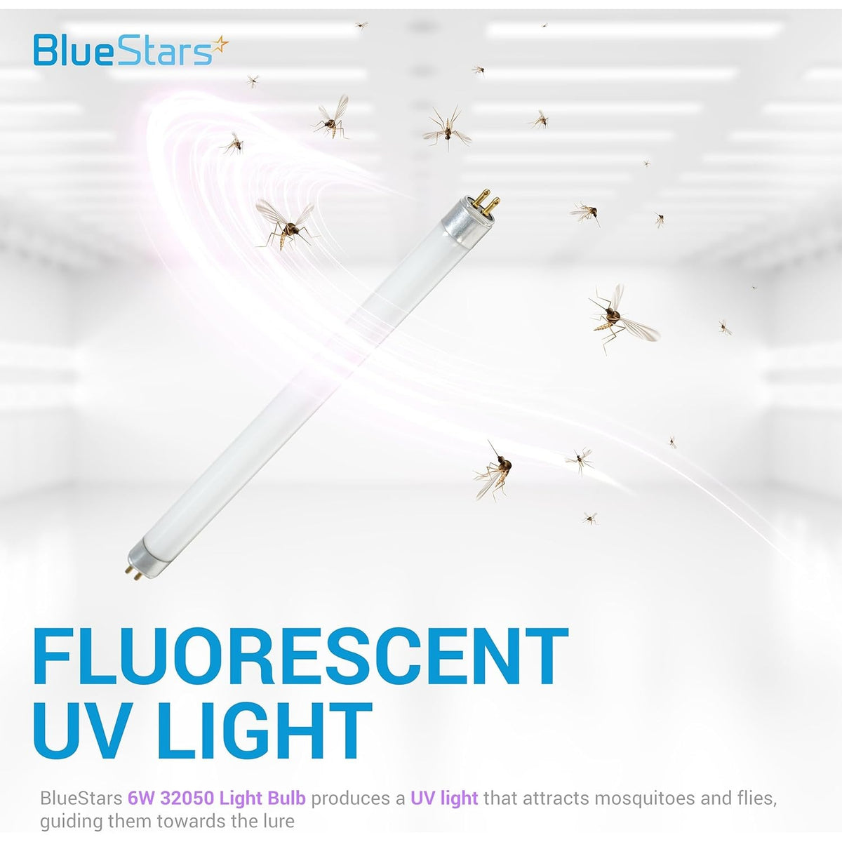 Single 6-Watt 32050 4-pin UV replacement bulb for DynaTrap indoor insect traps attracting mosquitoes.