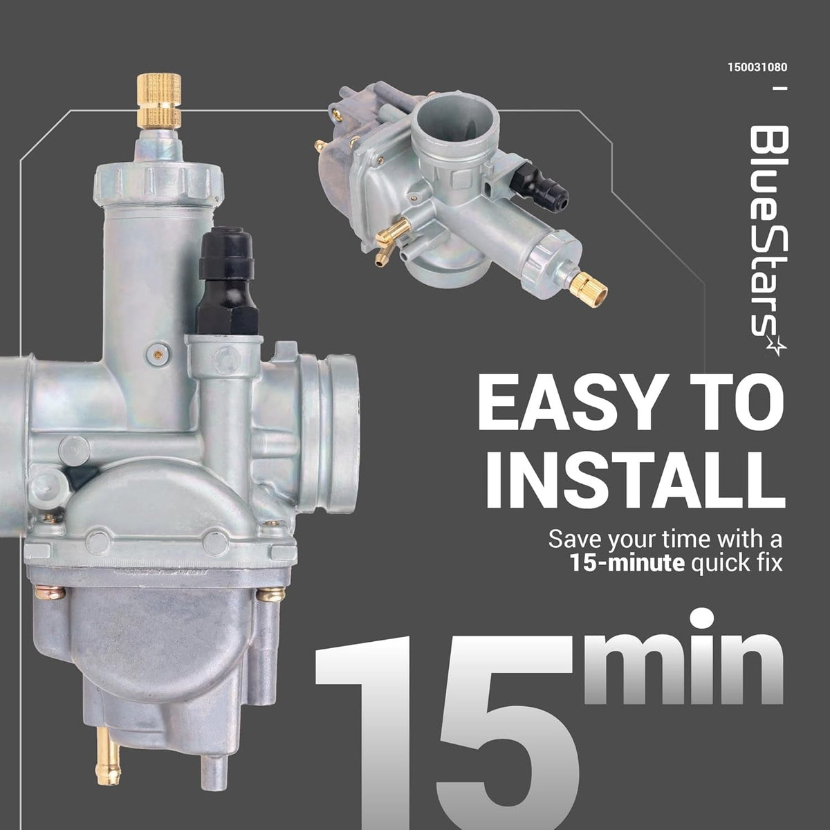 KLF220A replacement carburetor showing side and top angle views for easy installation.