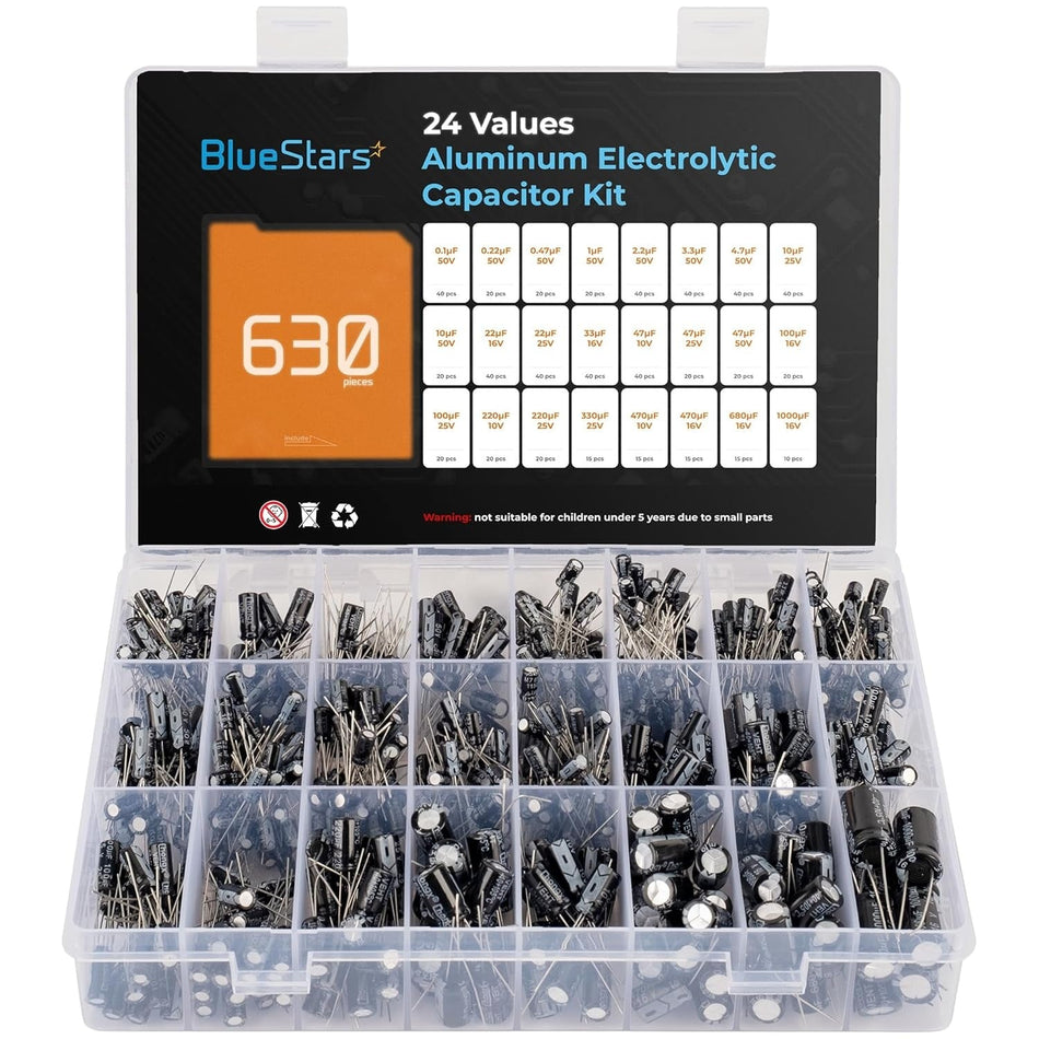[Lifetime Warranty] 24-Value Aluminum Electrolytic Capacitor 630 pcs