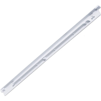 White left-side refrigerator pan hanger replacement for Frigidaire and Kenmore models.