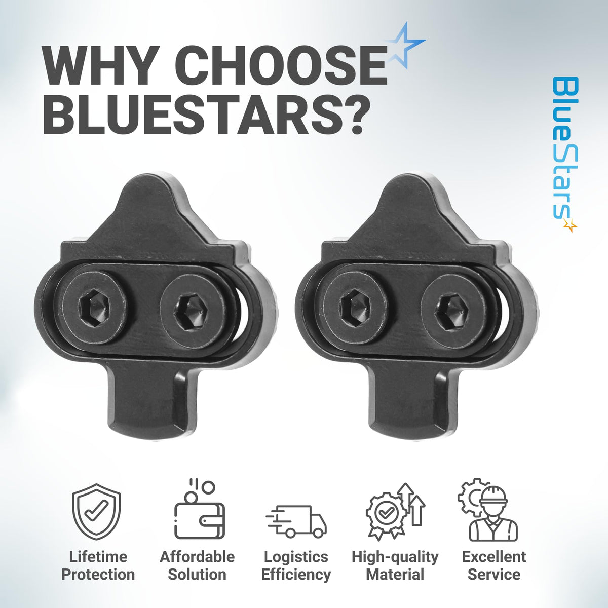 Pair of black bike cleats compatible with Shimano SPD and Look X-Track pedals for cycling shoes.