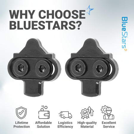 Pair of black bike cleats compatible with Shimano SPD and Look X-Track pedals for cycling shoes.