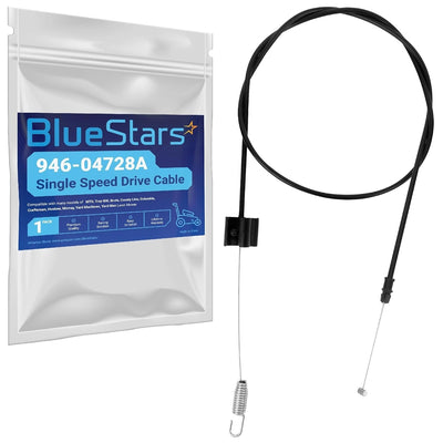 946-04728A single speed drive cable for lawn mowers in BlueStars branded retail packaging.